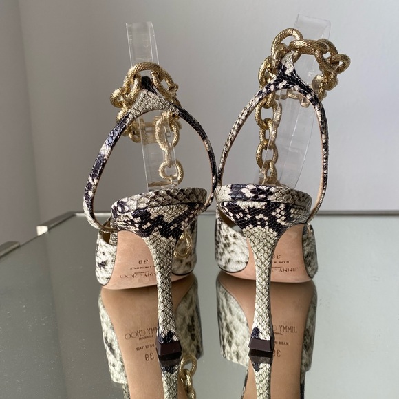 New Jimmy Choo Off-White Snake Sae 90 Sandals 39 $895 - Picture 10 of 13